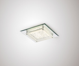 D0069  Gina Crystal 12W LED  Square Flush Ceiling Light Polished Chrome; Mirror